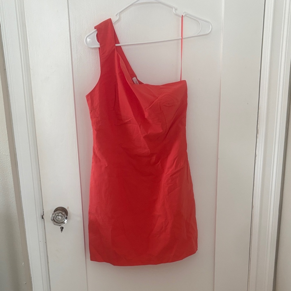 Elegant One-Shoulder Orange Dress